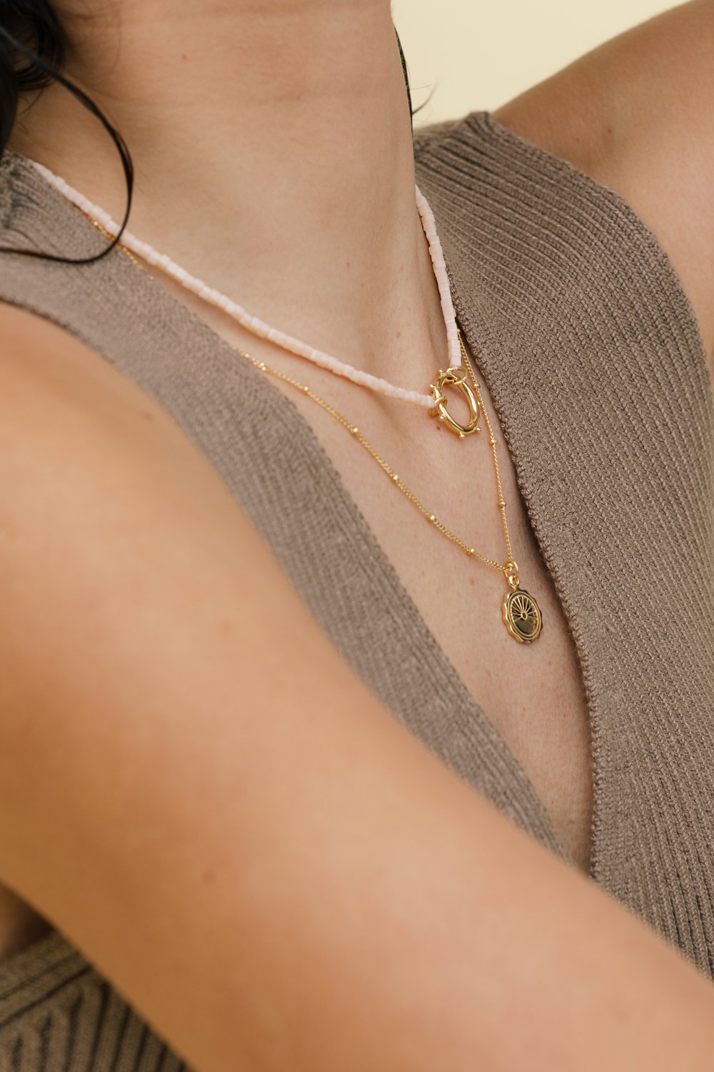 Desert cube clasp necklace gold plated-abc