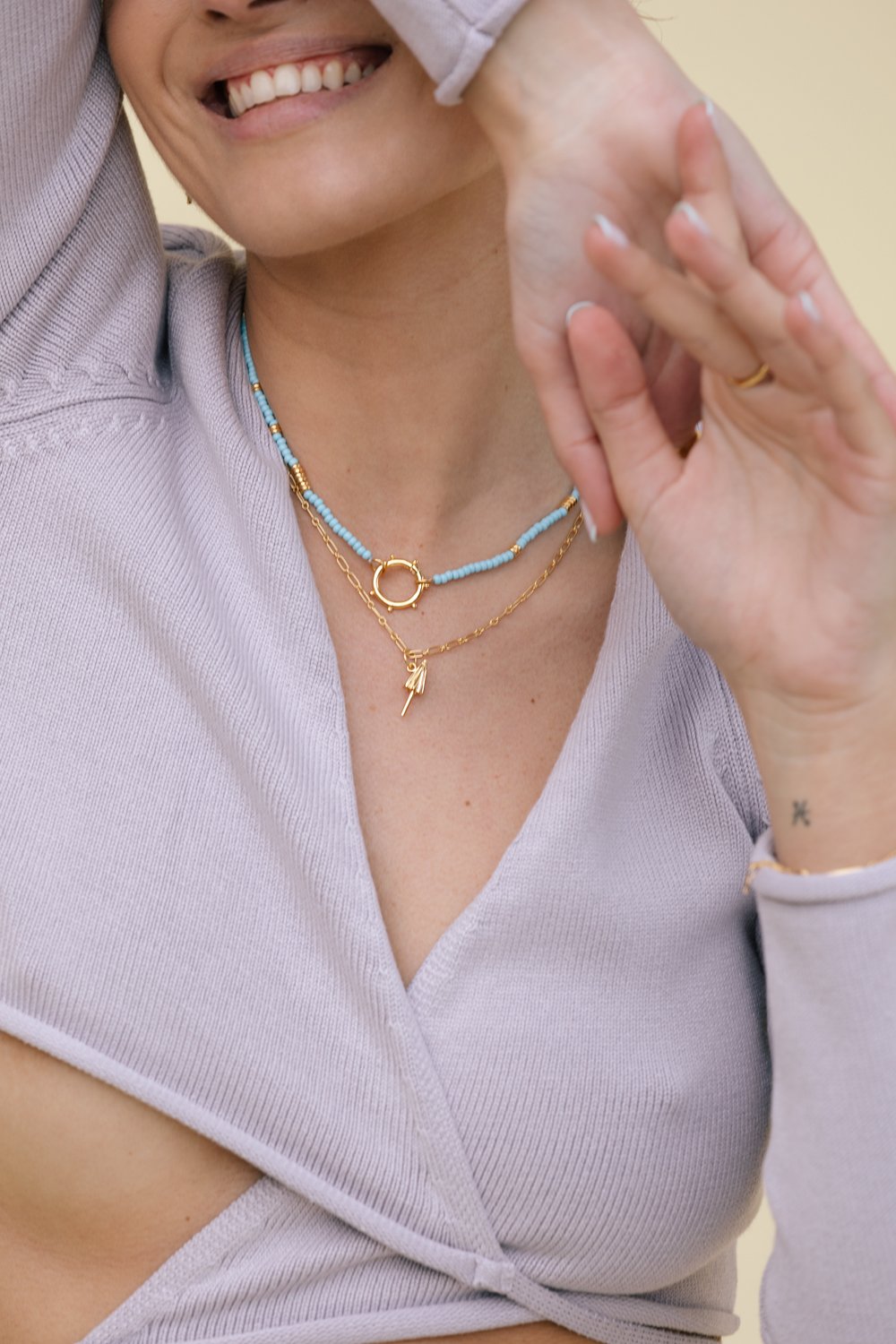 Blue clasp necklace gold plated-abc