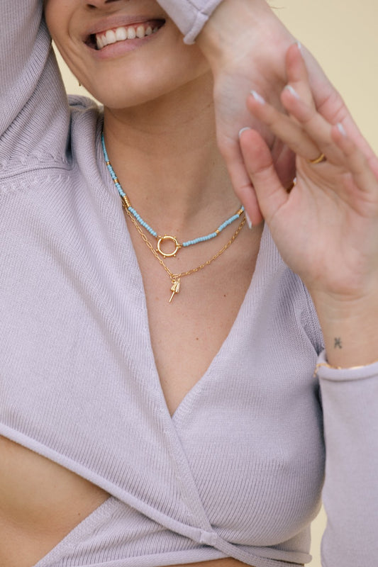 Blue clasp necklace gold plated-abc