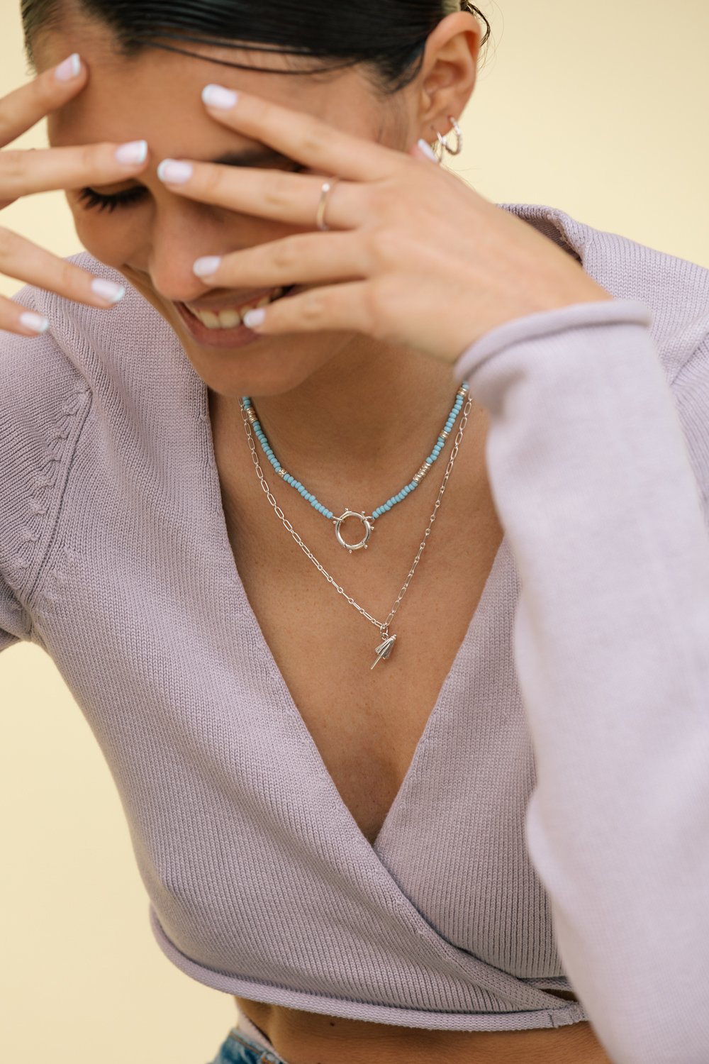 Blue clasp necklace silver-abc