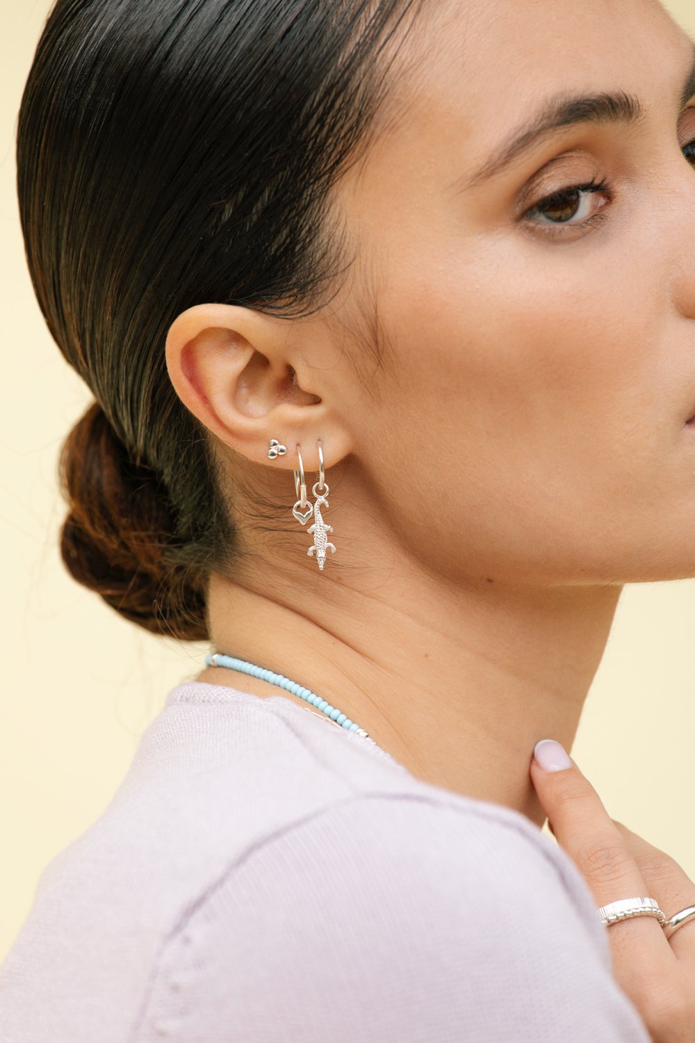 Crocodile earring silver-abc