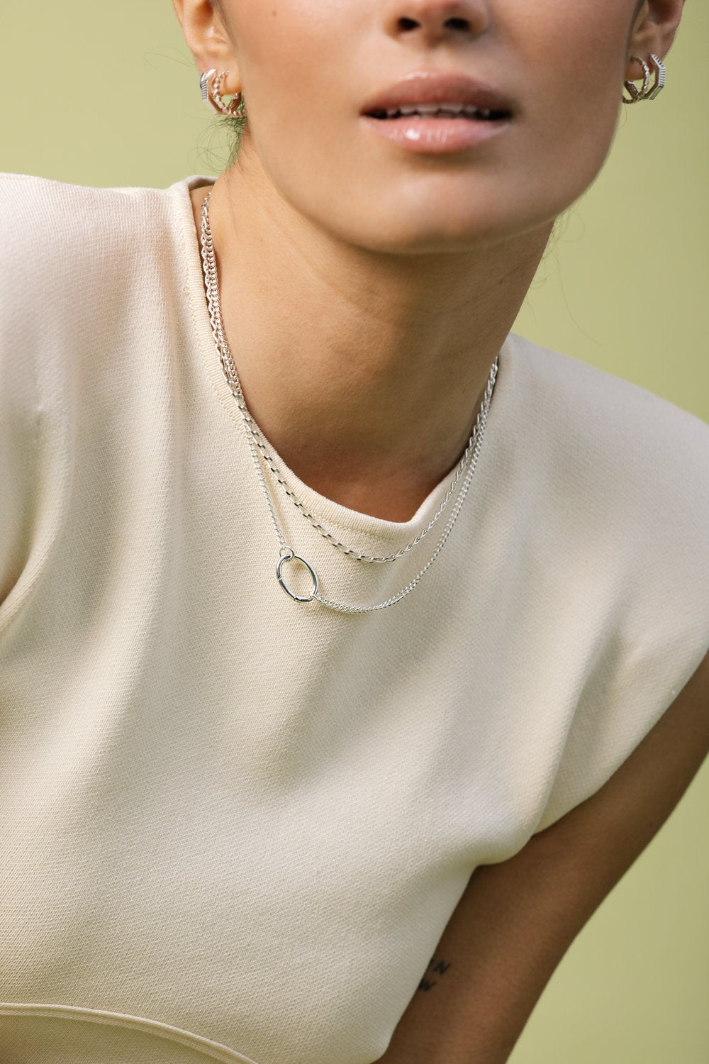 Curb clasp chain silver-abc