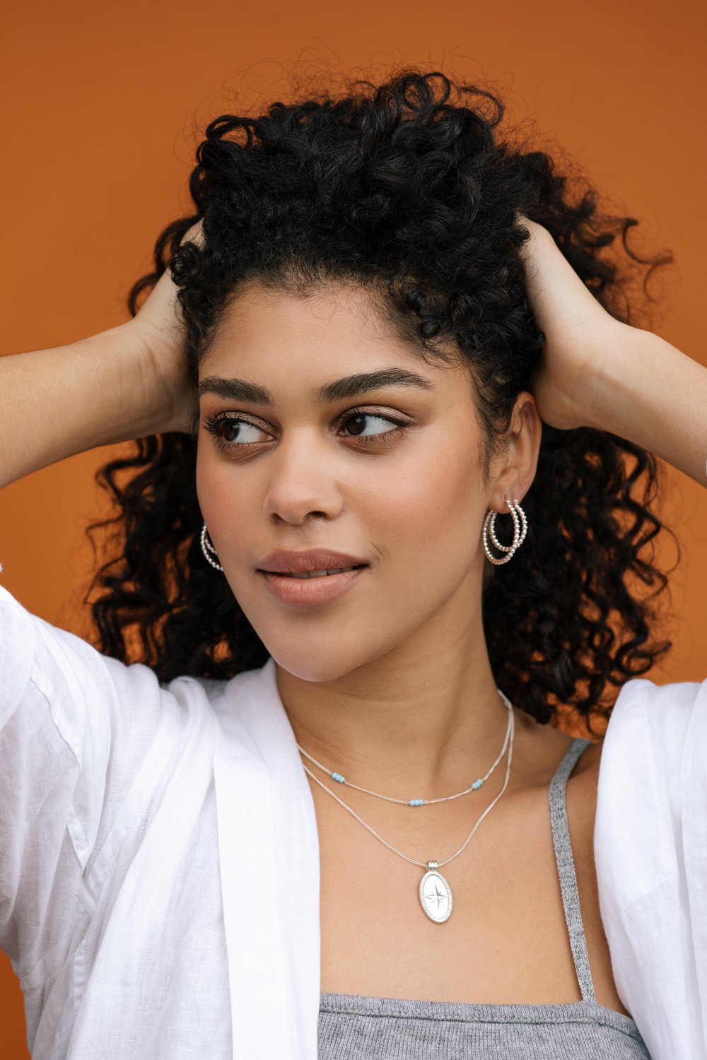 Triple blue beads necklace silver-Necklace-wildthings_collectables-Silver---abc