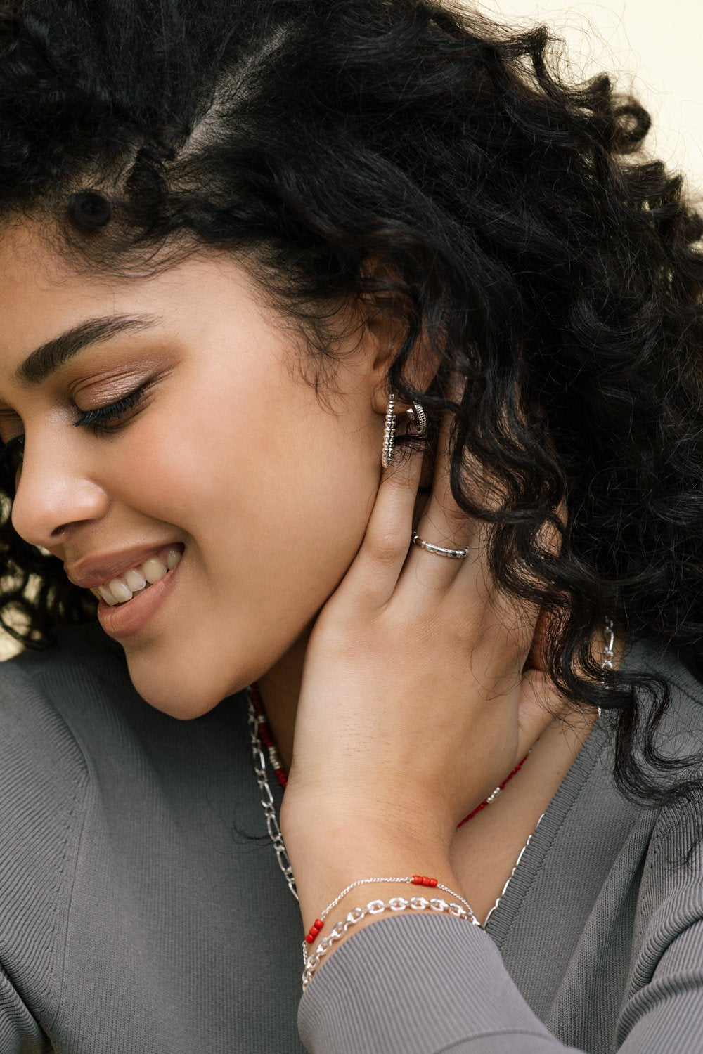 Triple red beads bracelet silver-Bracelet-wildthings_collectables-Silver---abc