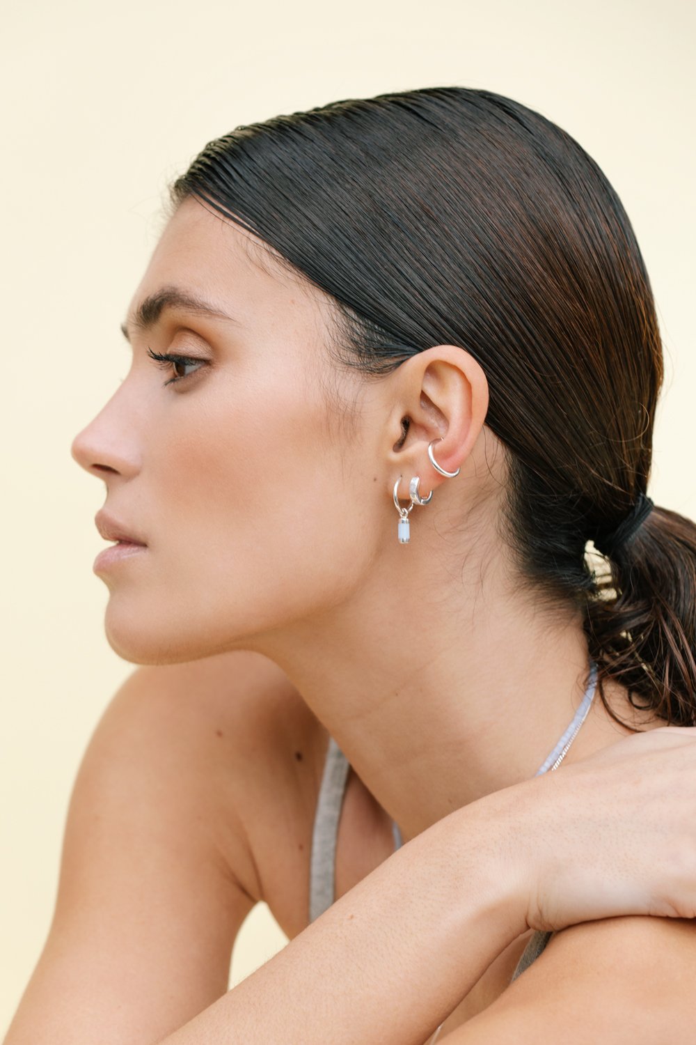 Blue sky star huggie silver-abc