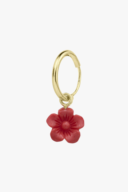 Coral color flower earring gold plated-abc