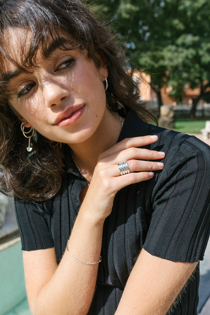 Citrine Pebble ring silver-abc