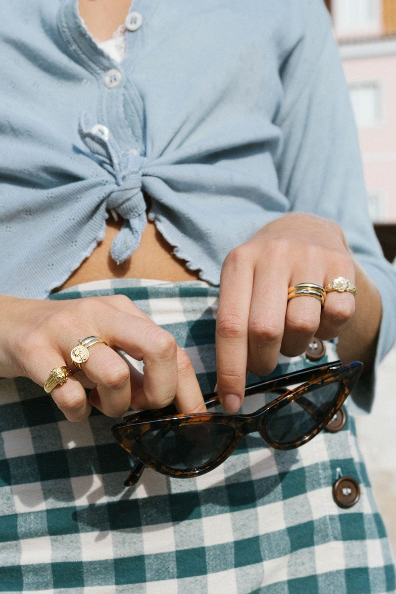 Fleur pinky ring gold plated-abc