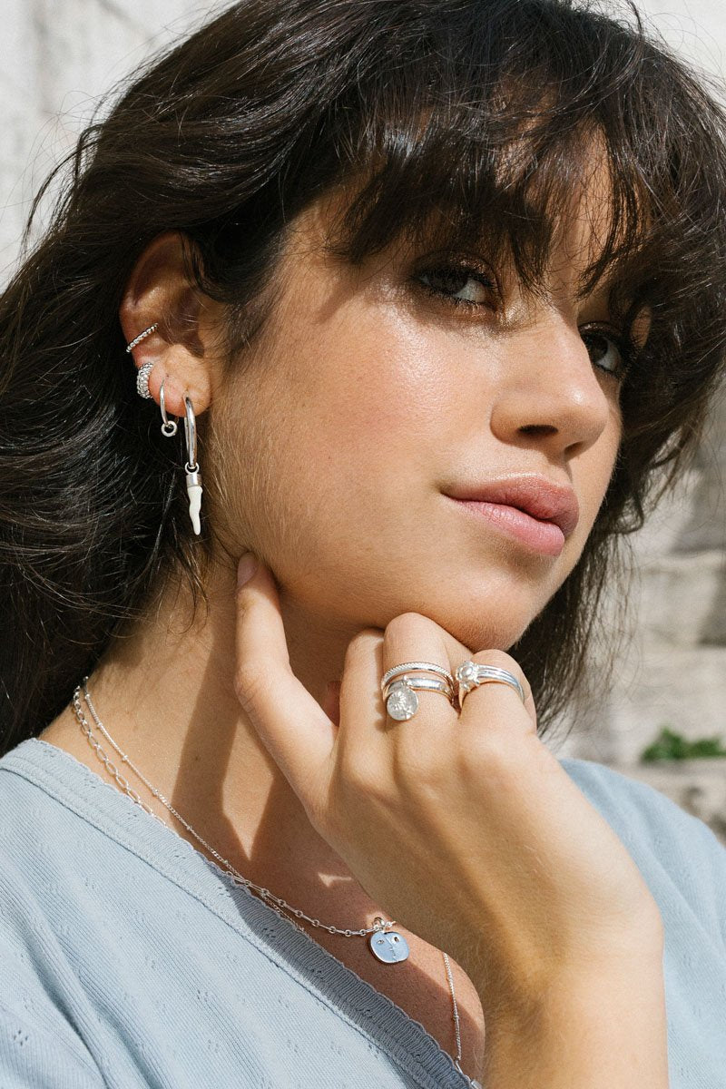 Ivory color earring charm silver-abc