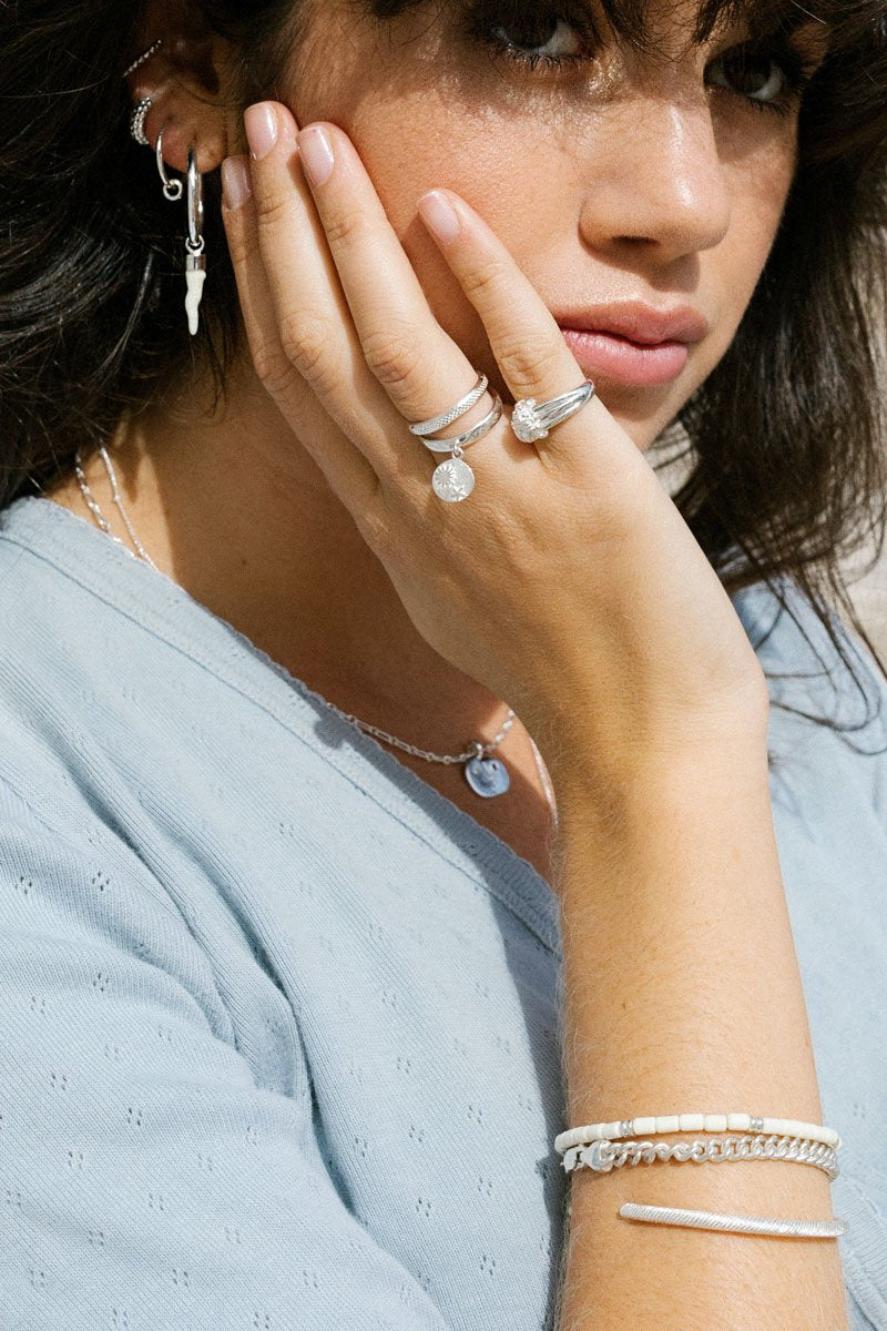 Dotted ring silver-abc