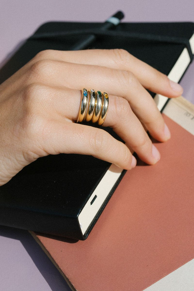 Tourmaline Pebble ring gold plated-Ring-wildthings_collectables-1 (US 6 / 16.5mm)---abc