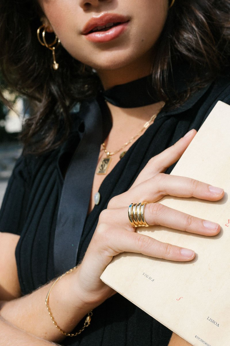 Tourmaline Pebble ring gold plated-Ring-wildthings_collectables-1 (US 6 / 16.5mm)---abc