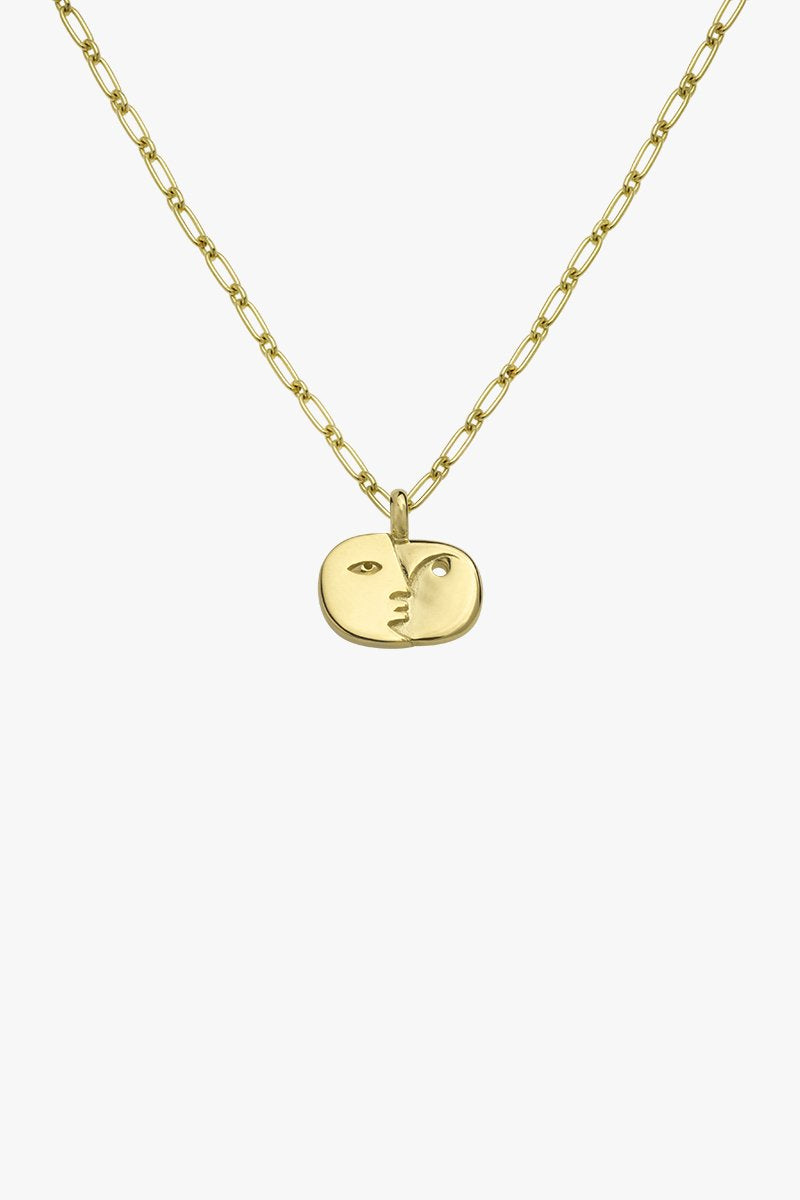 Face sculpture pendant gold plated-abc