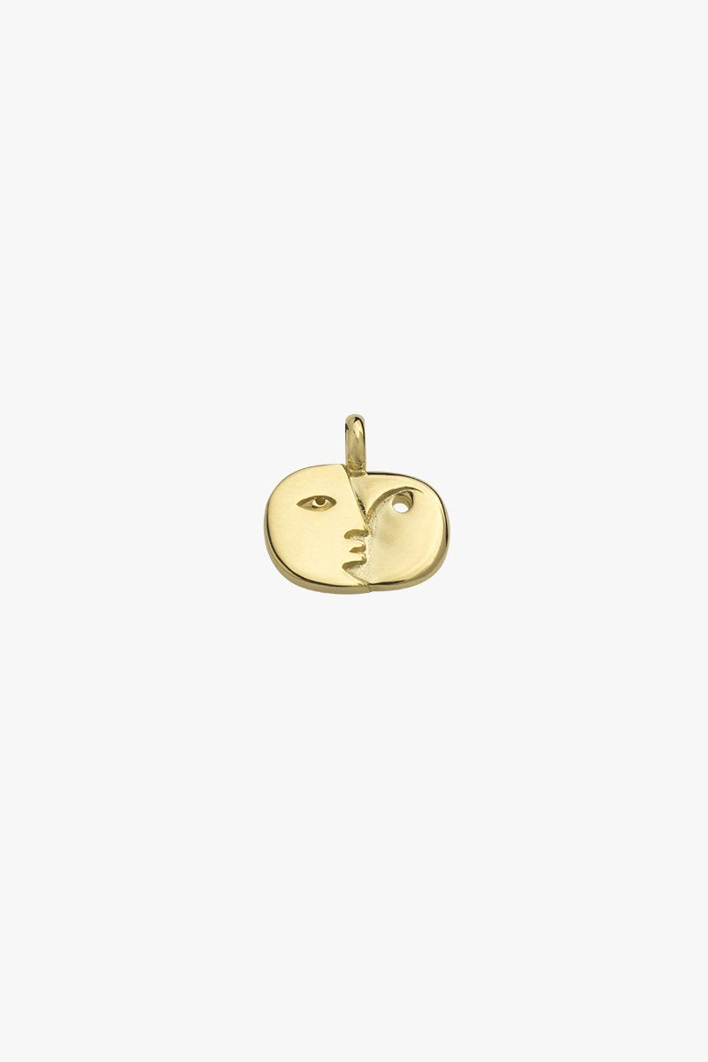 Face sculpture pendant gold plated-abc