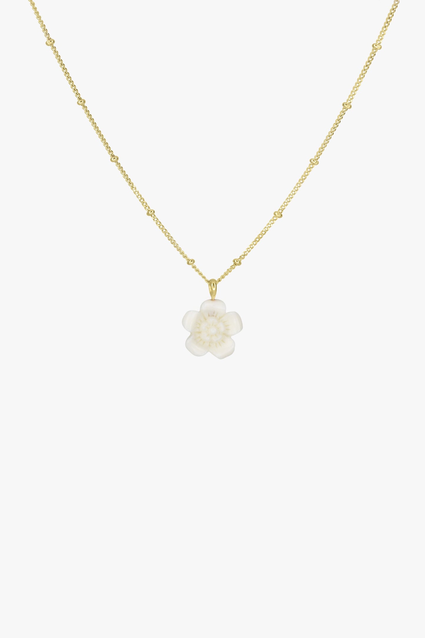 Ivory color flower necklace pendant gold plated-abc
