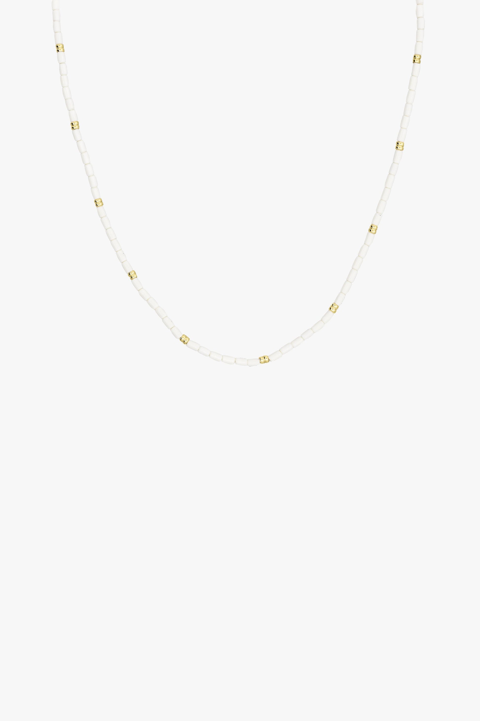 Ivory color necklace gold plated (35 cm)-abc