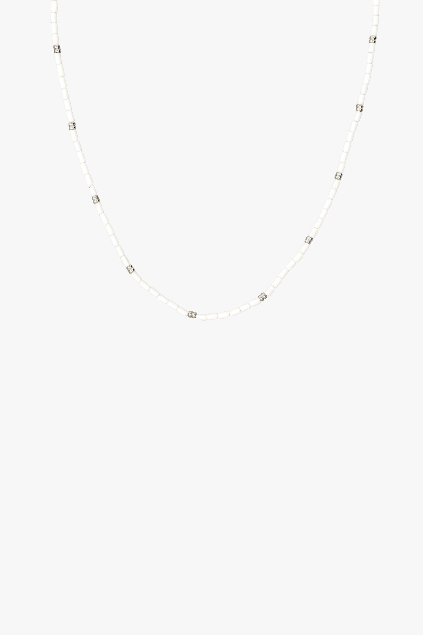 Ivory color necklace silver (35 cm)-abc