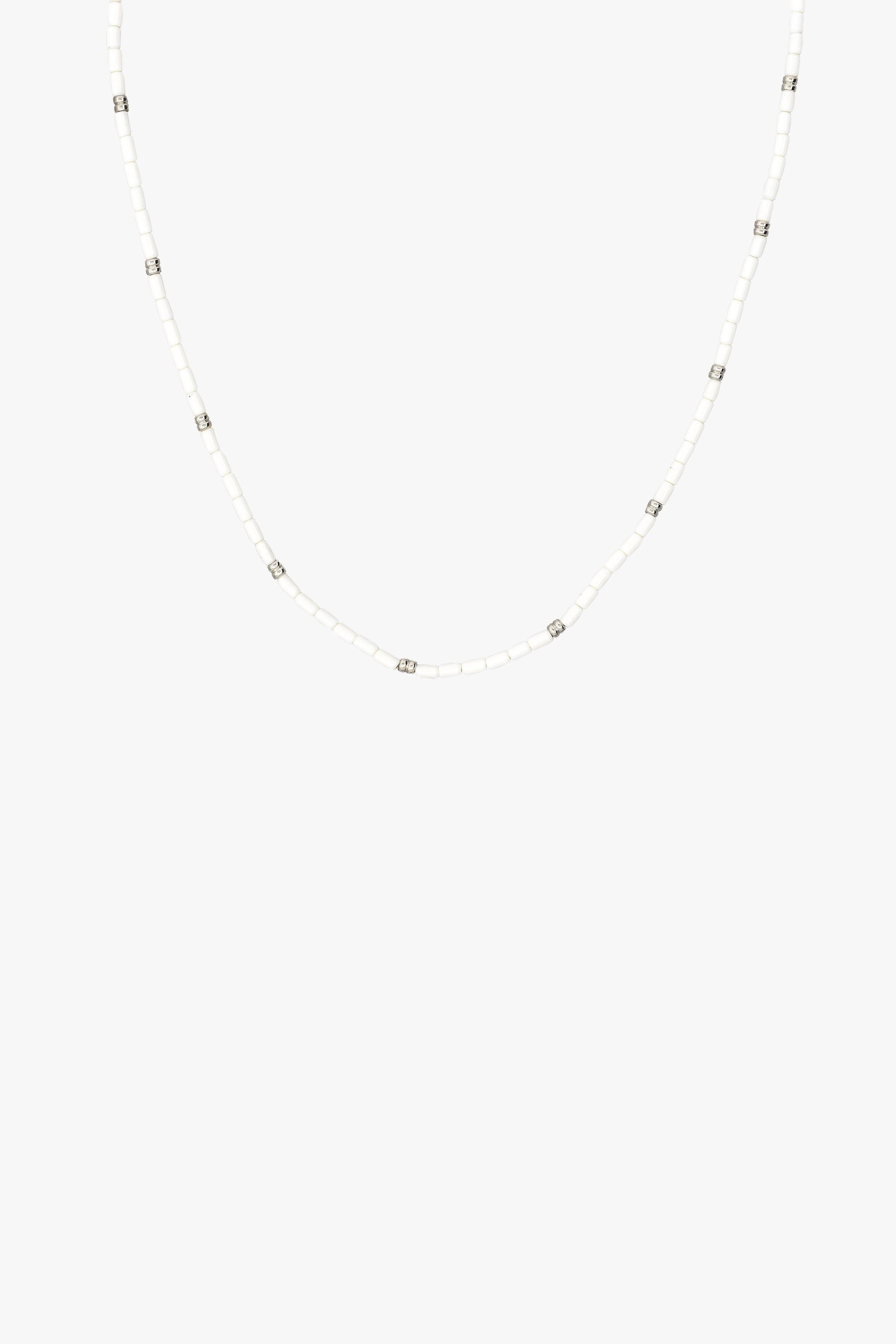 Ivory color necklace silver (35 cm)-abc