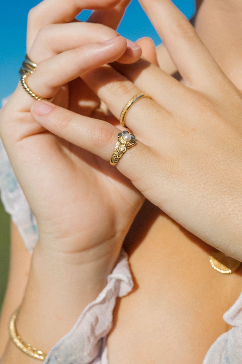 Fleur pinky ring gold plated-abc
