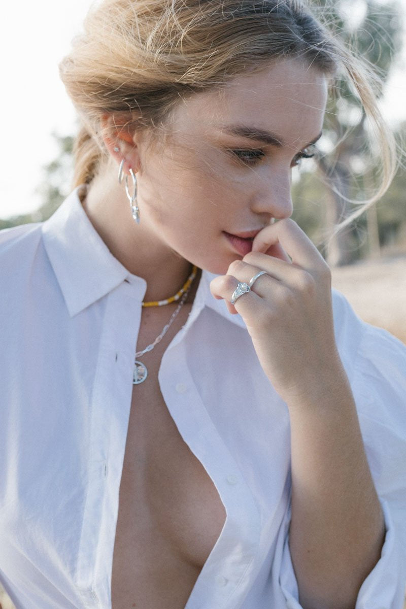 Fleur pinky ring silver-abc