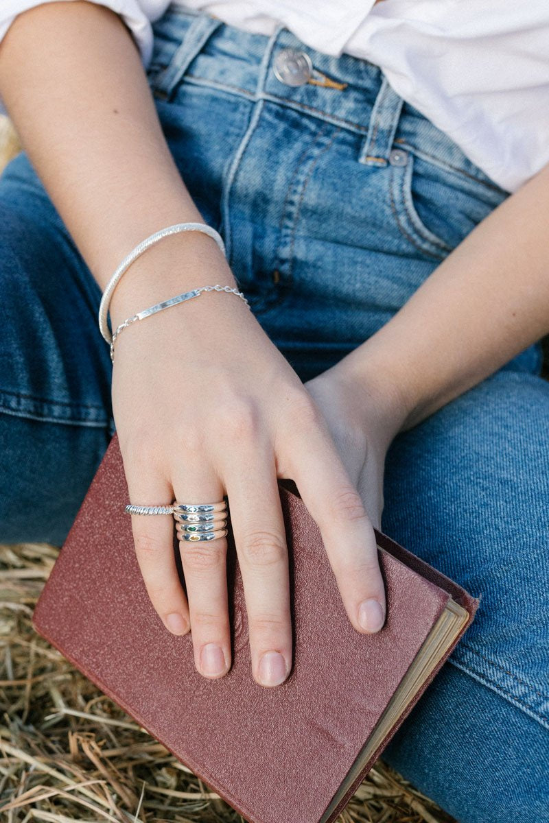Citrine Pebble ring silver-abc