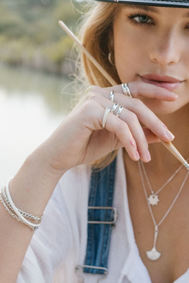 Citrine Pebble ring silver-abc