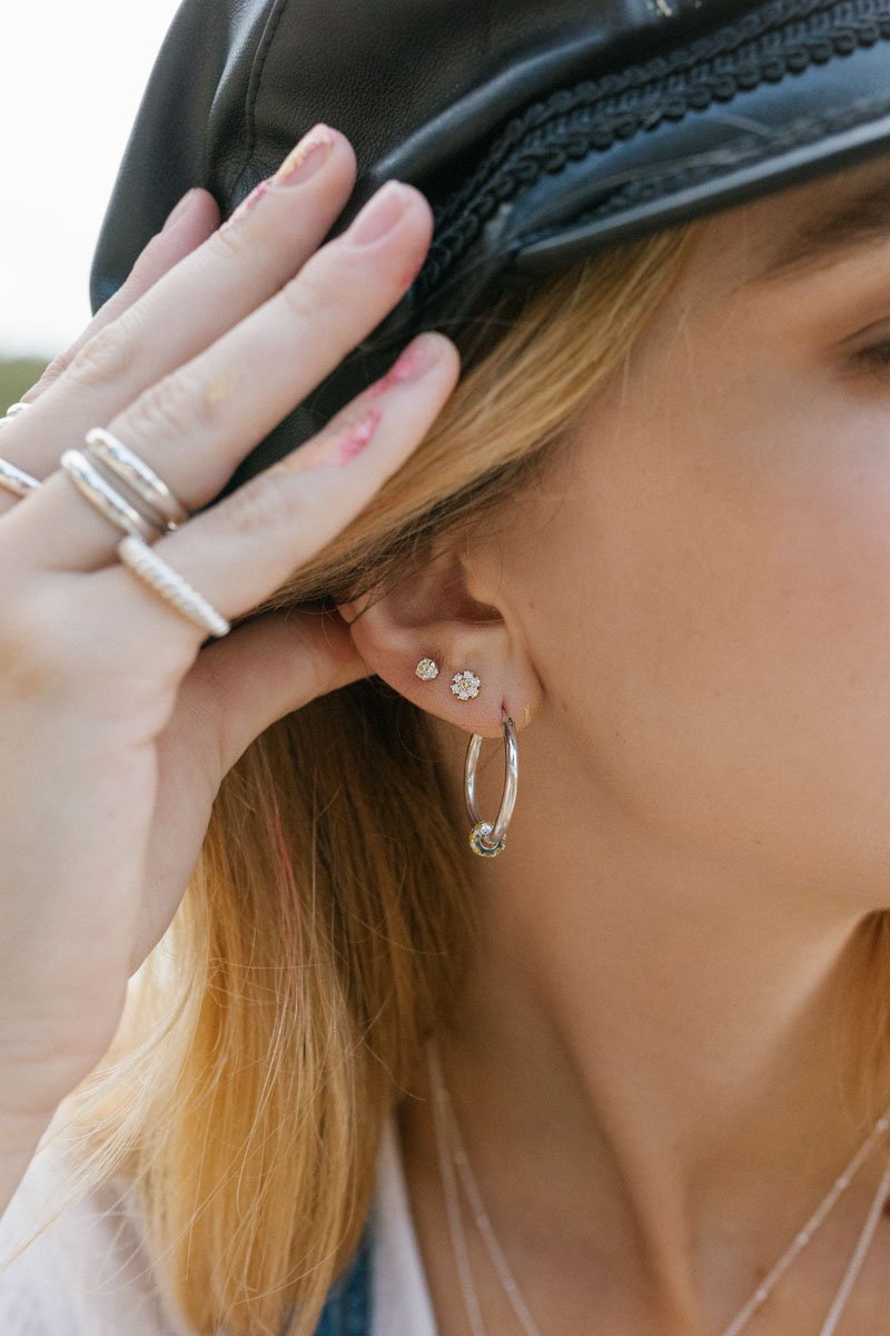 Ice flower stud silver-abc