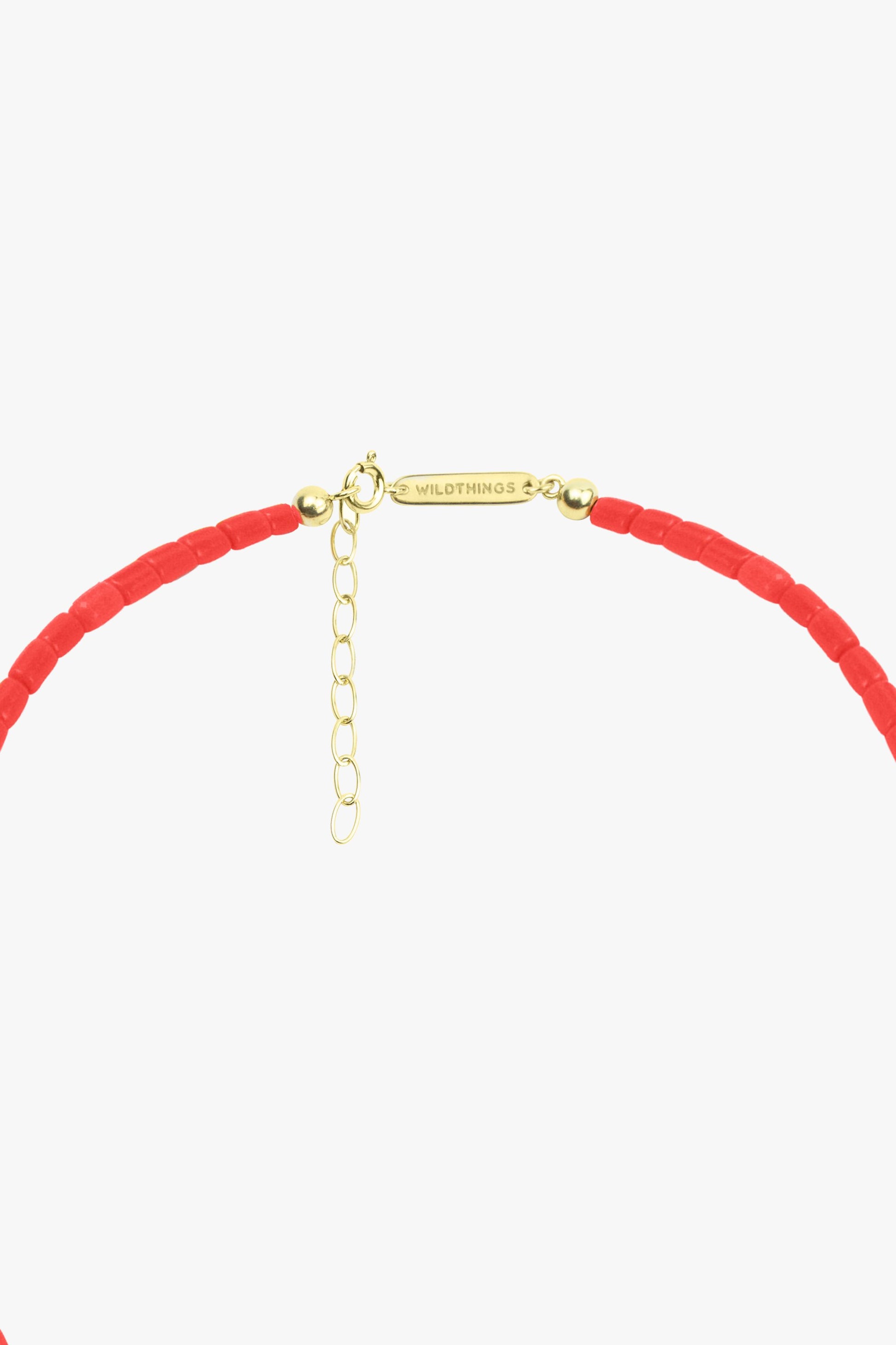 Coral color choker gold plated (35 cm)-abc