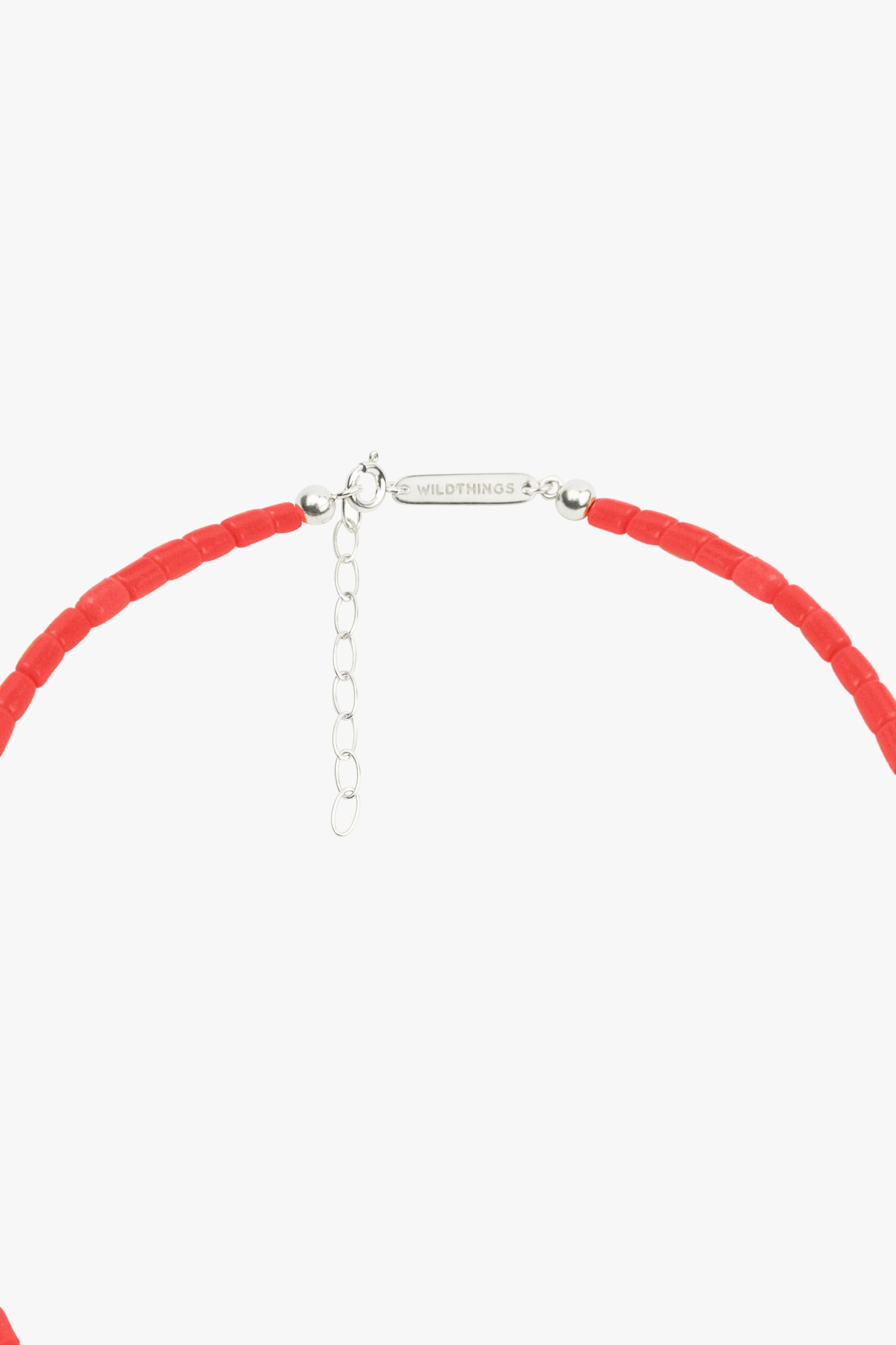 Coral color choker silver (35 cm)-abc