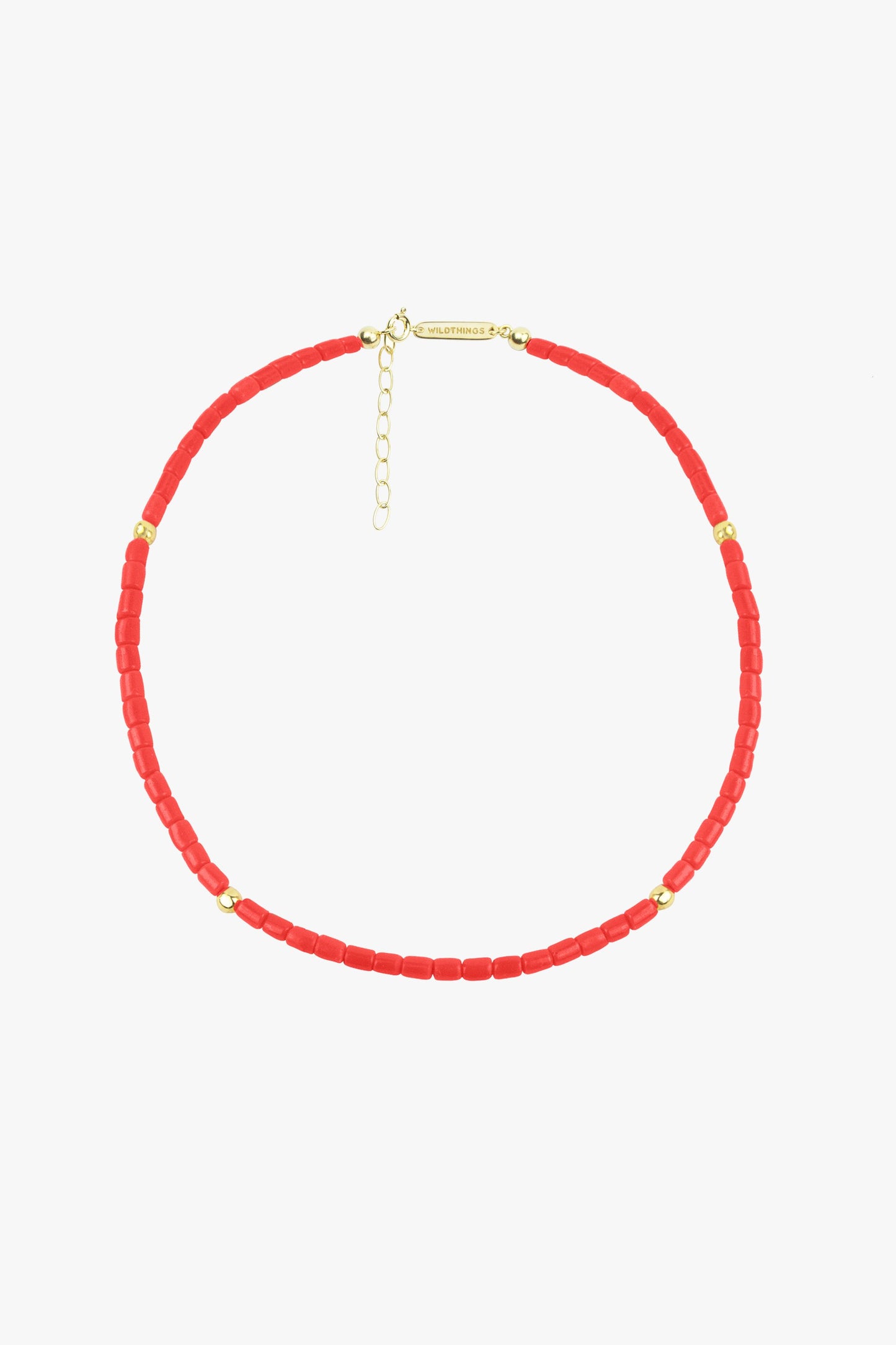 Coral color choker gold plated (35 cm)-abc