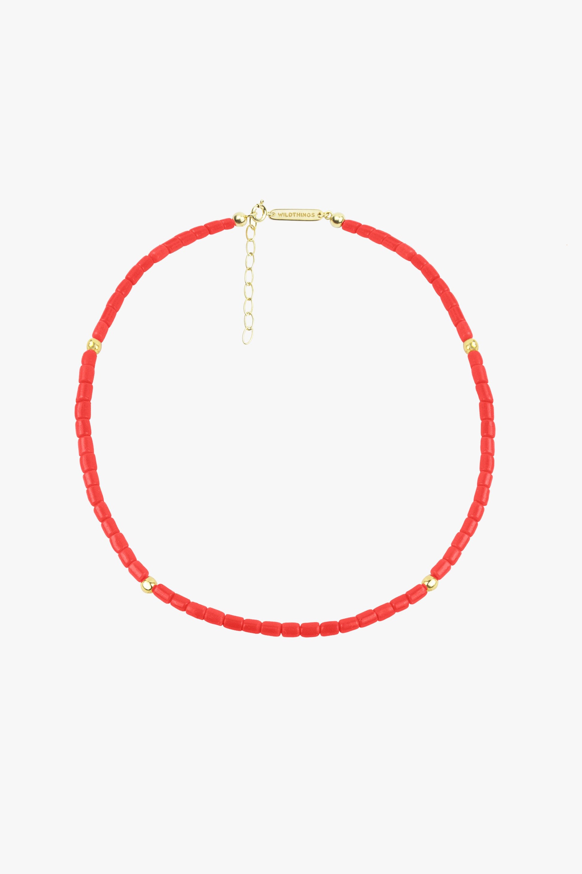Coral color choker gold plated (35 cm)-abc