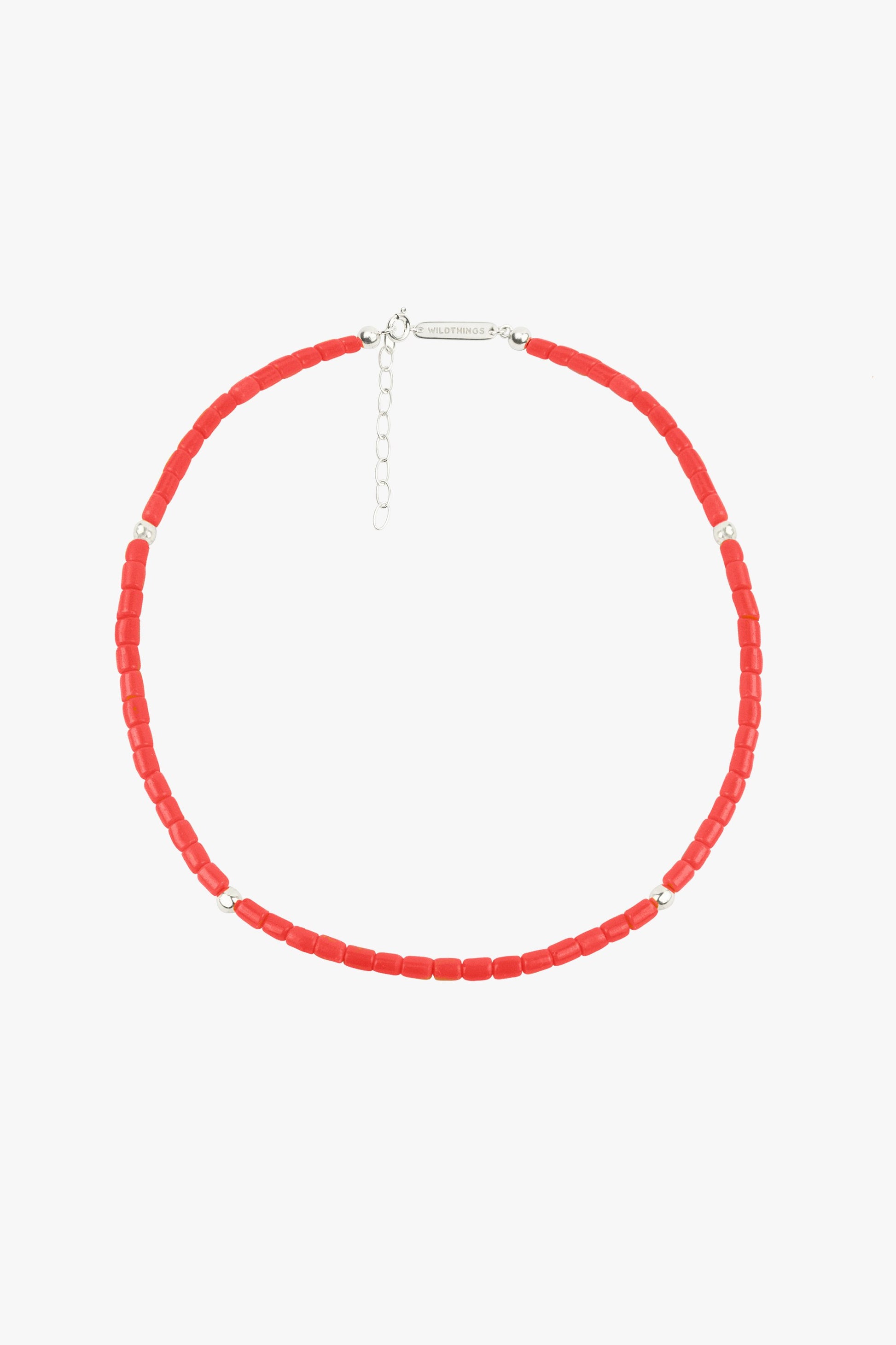 Coral color choker silver (35 cm)-abc