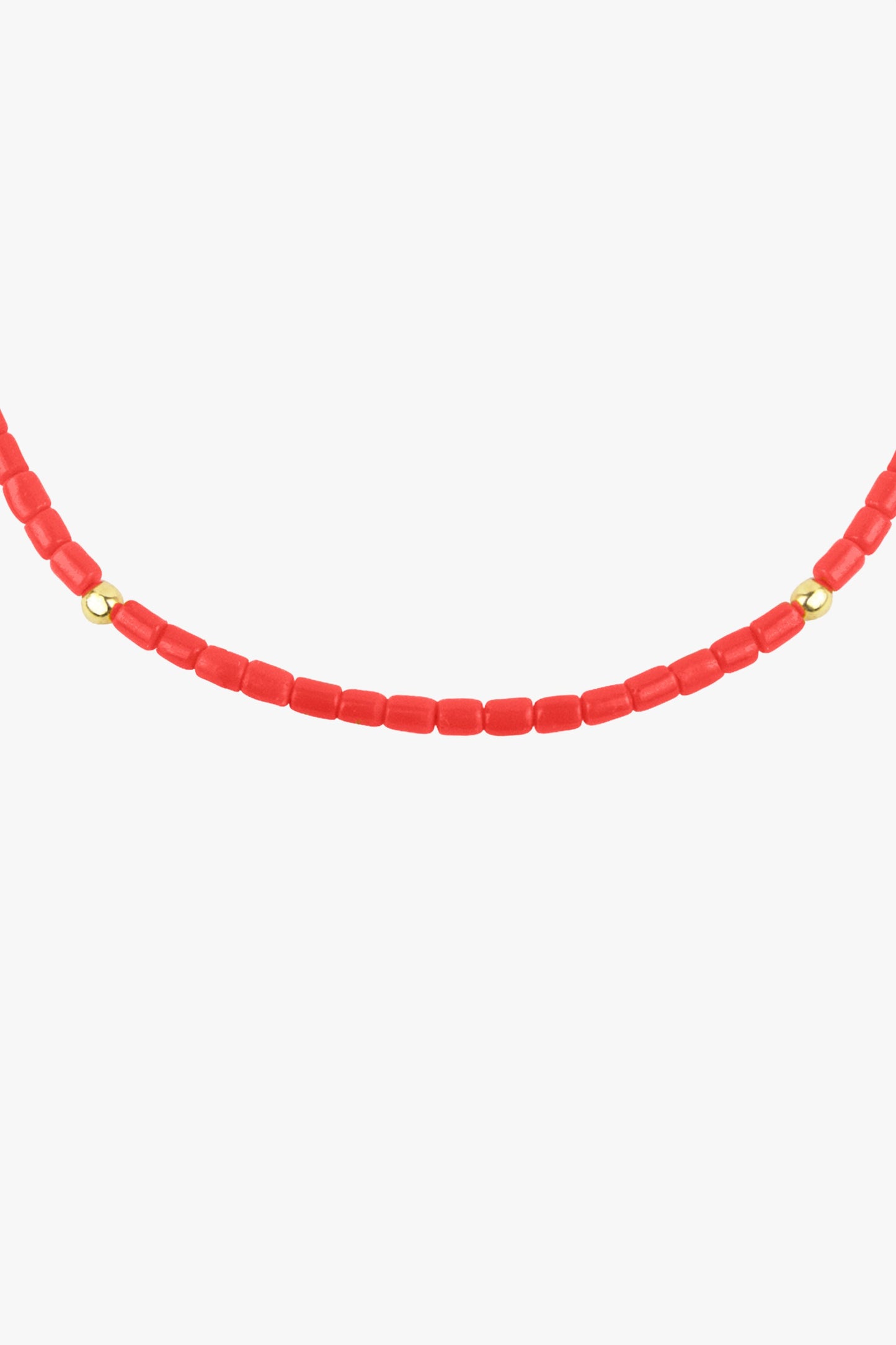 Coral color choker gold plated (35 cm)-abc