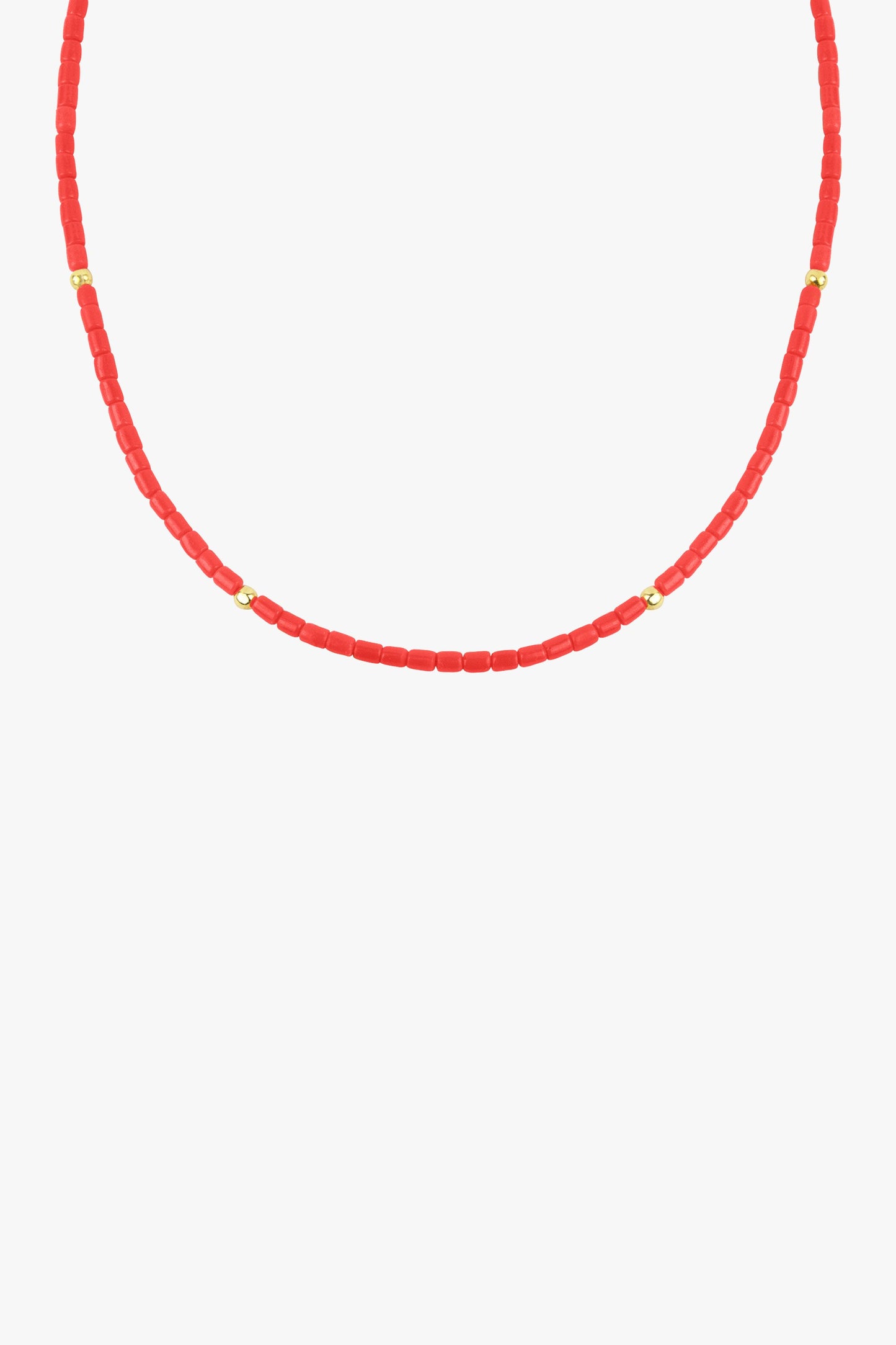 Coral color choker gold plated (35 cm)-abc