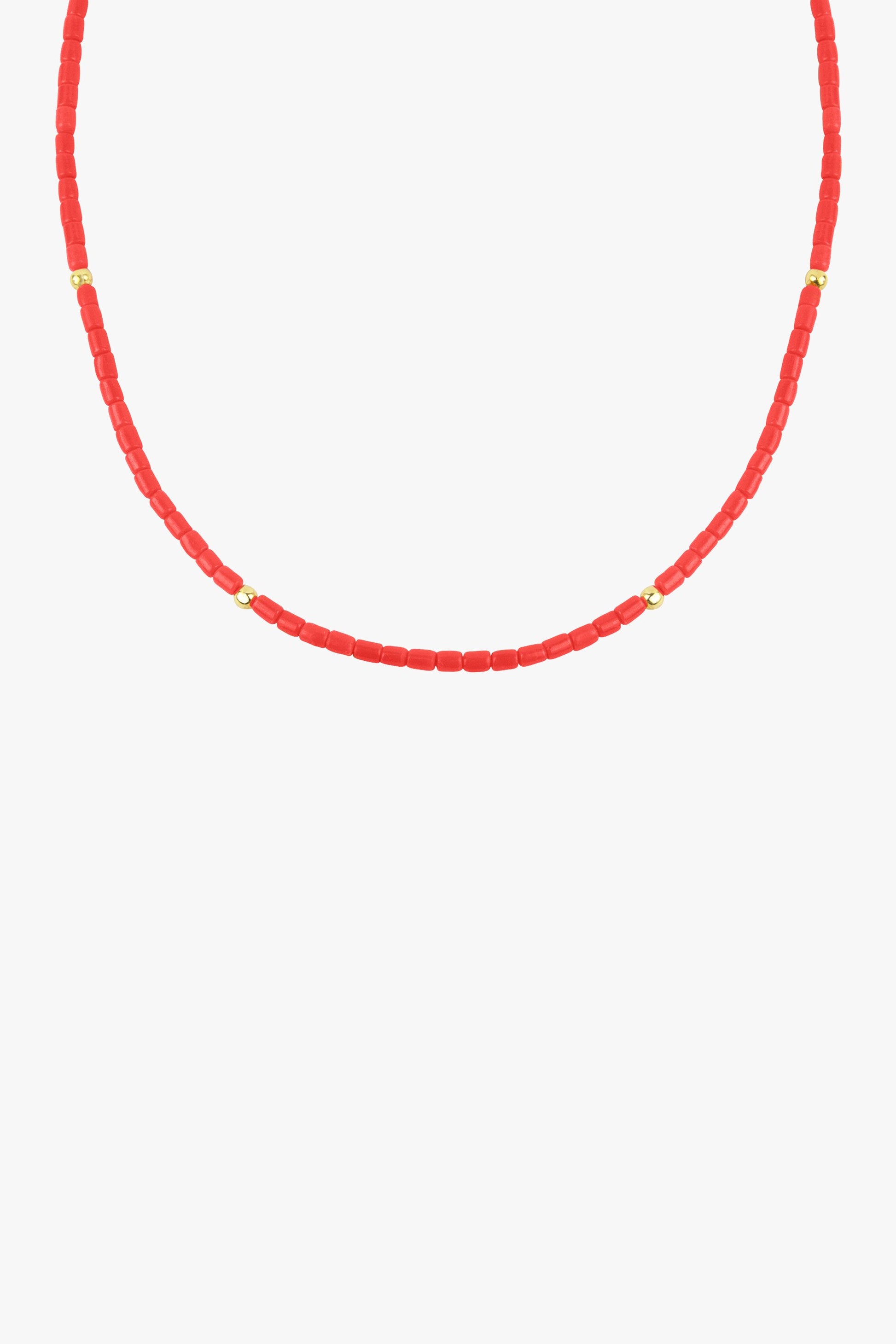 Coral color choker gold plated (35 cm)-abc