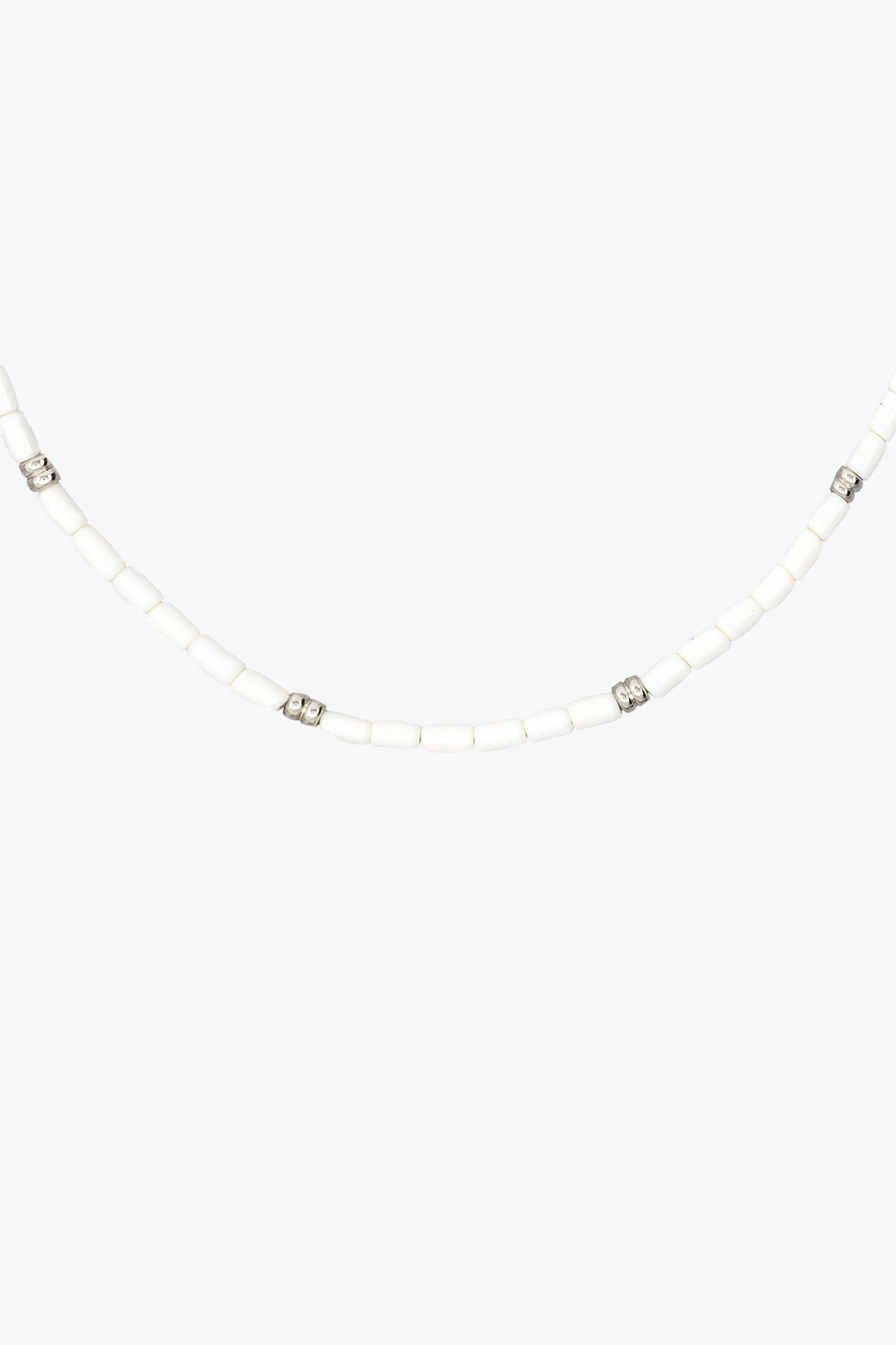 Ivory color necklace silver (35 cm)-abc