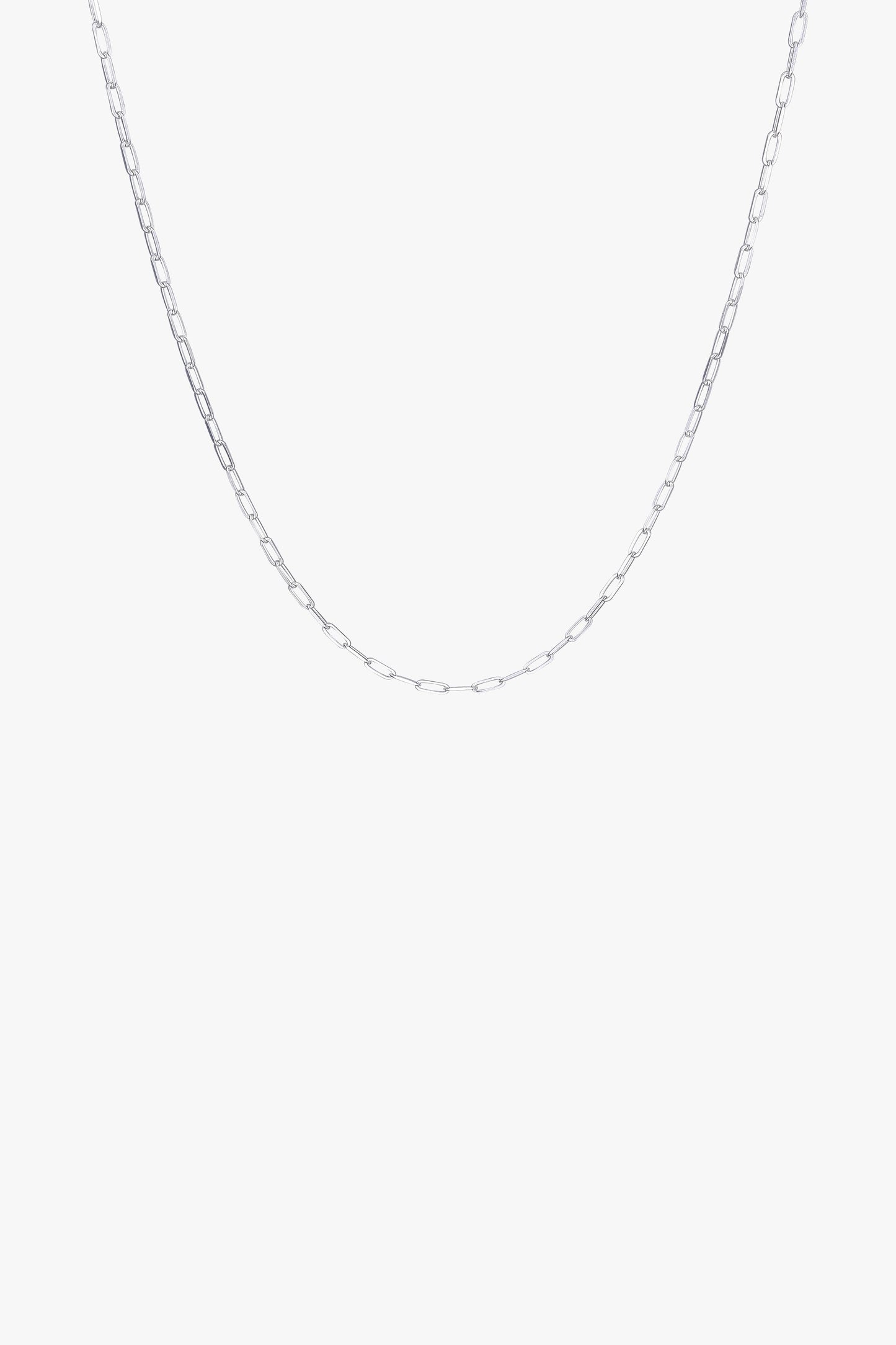 Long round necklace silver (50cm)-abc