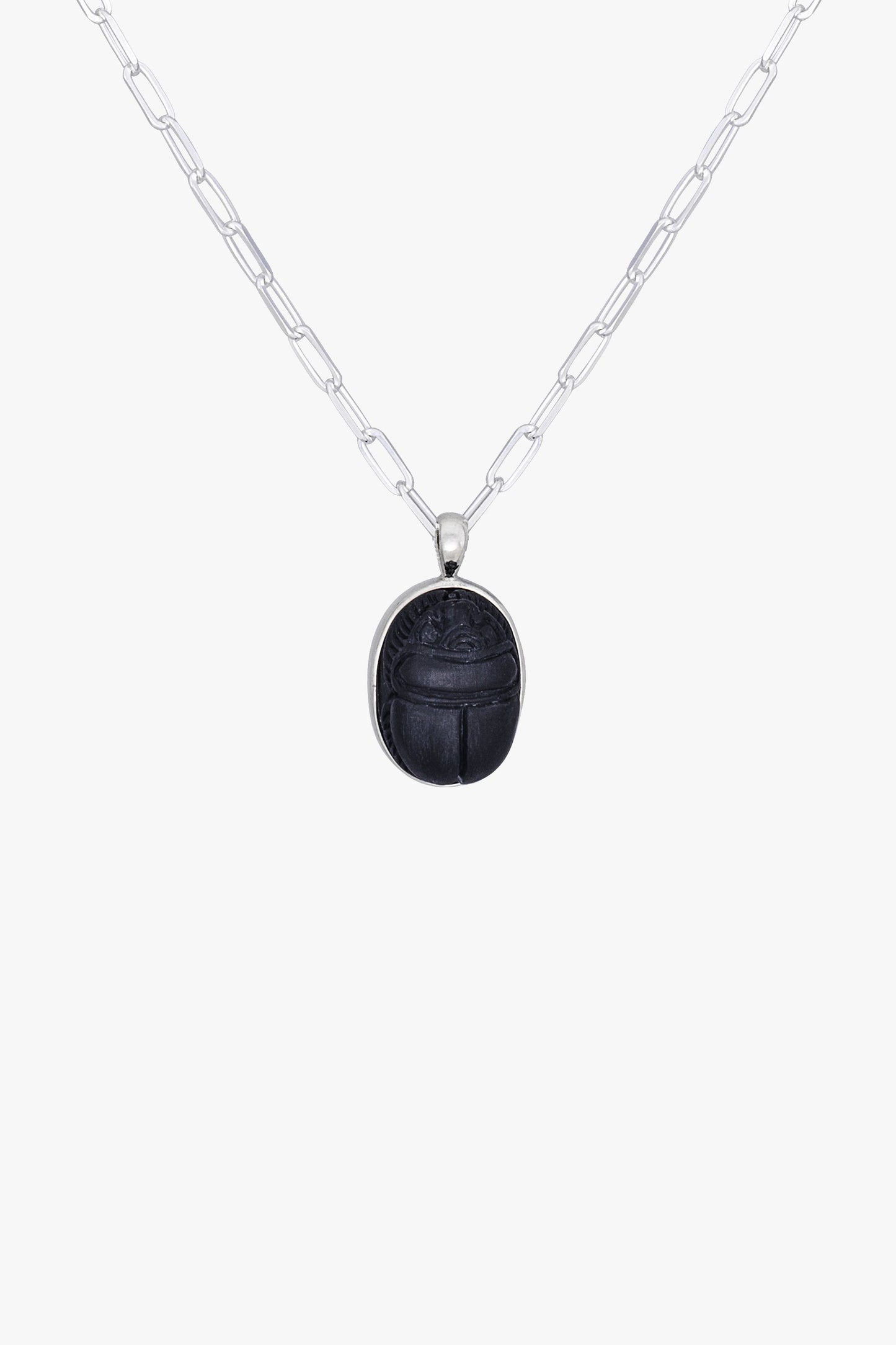 Scarab necklace pendant silver-Necklace-wildthings_collectables-Pendant-Silver--abc