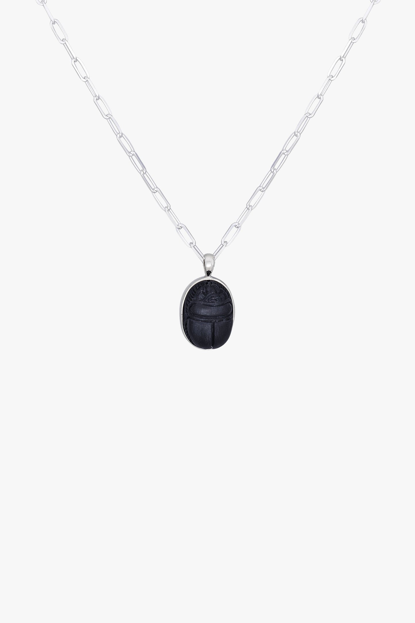 Scarab necklace pendant silver-Necklace-wildthings_collectables-Pendant-Silver--abc