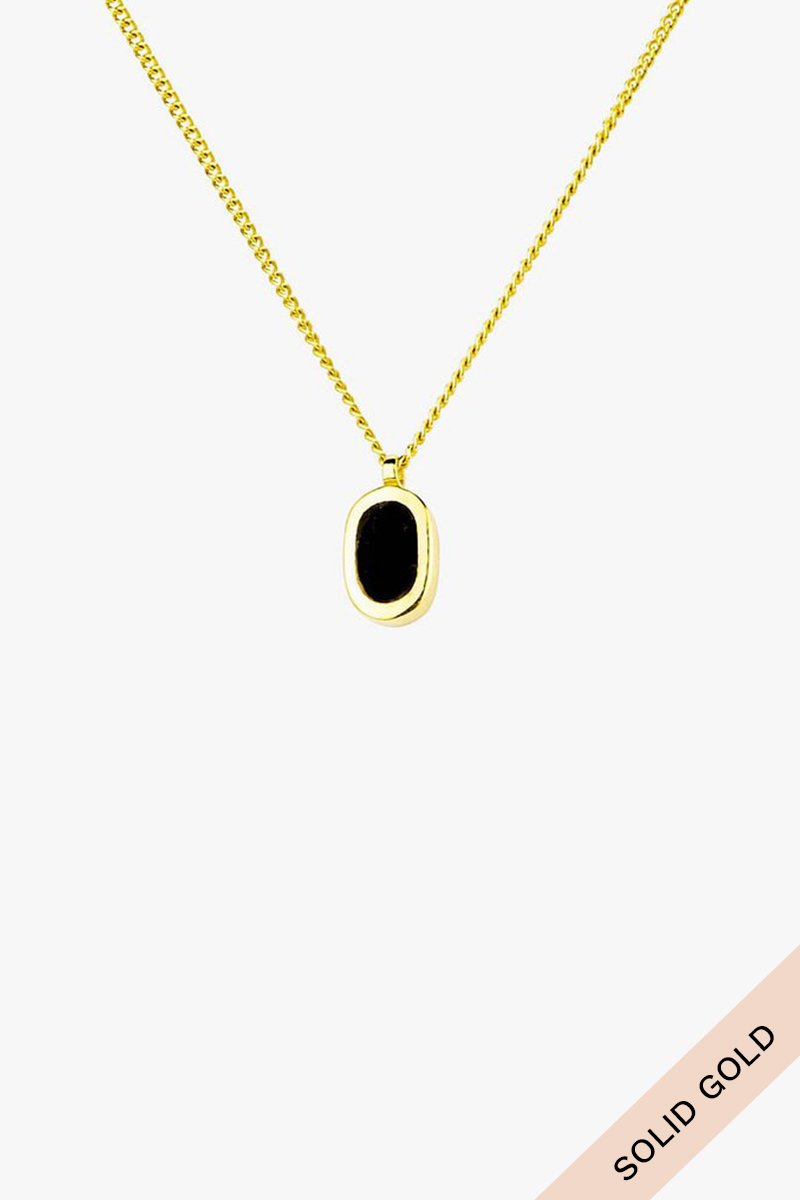 Onyx heart pendant 14k solid gold-abc