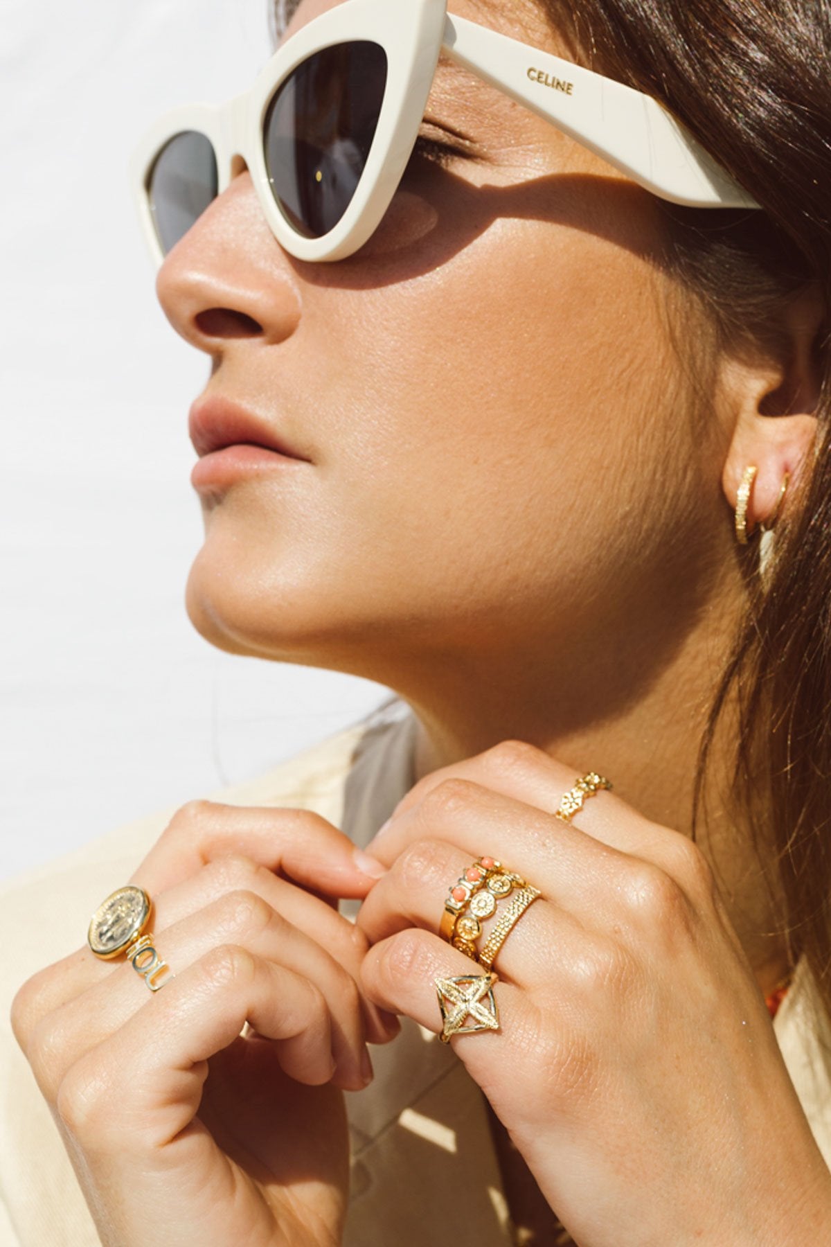 Palm leafs pinky ring gold plated-abc