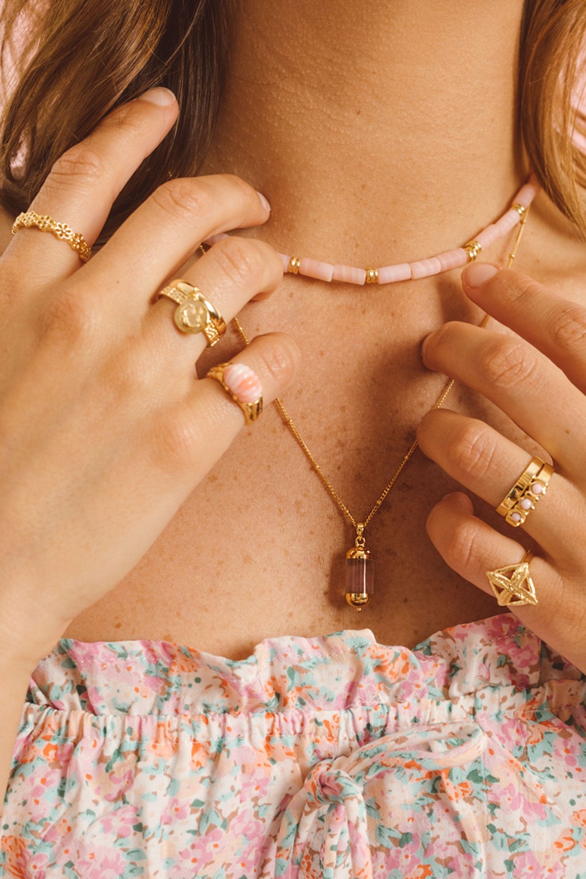 Palm leafs pinky ring gold plated-abc