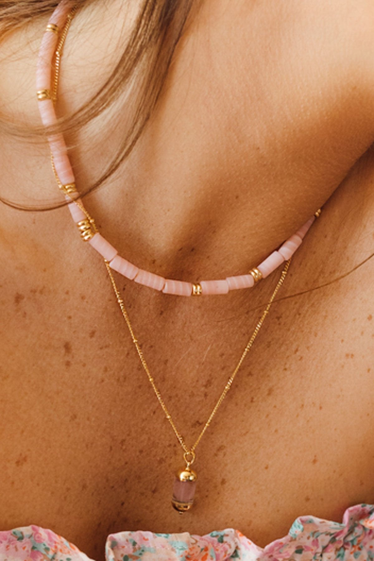 Pink cloud necklace gold plated (34cm)-Necklace-wildthings_collectables-Gold plated---abc