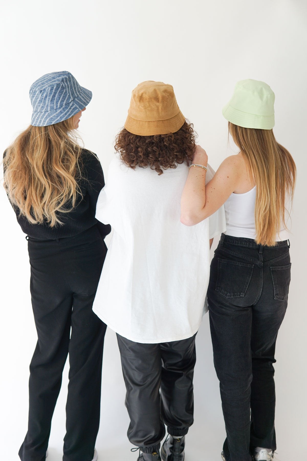 Denim striped bucket hat-abc