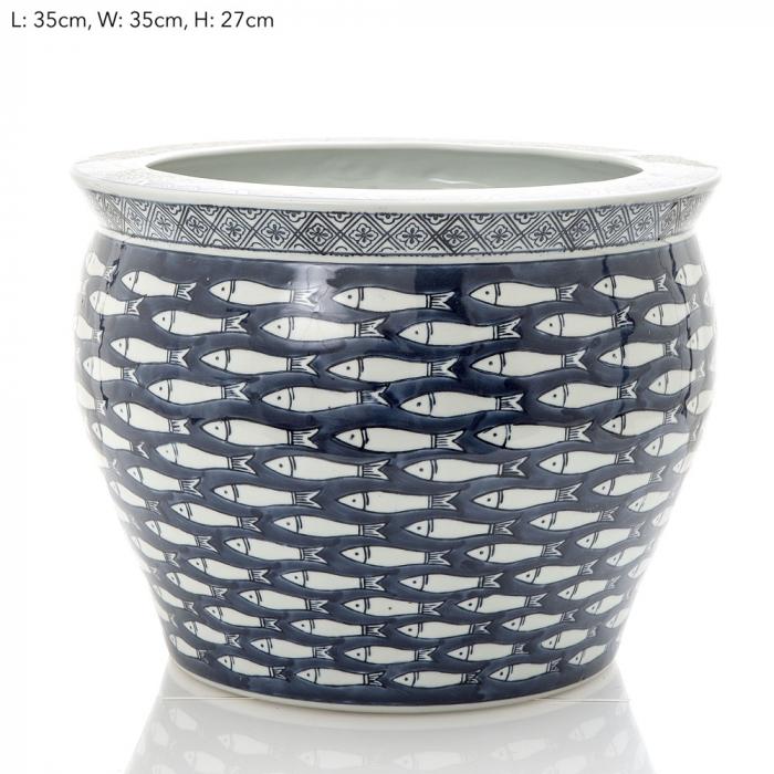 Yu Planter Lge 35x35x27 Blue & White-Accessories-Florabelle-Default Title---abc