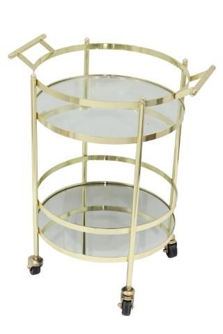 Manhatten Round Stainless Steel and Glass Bar Cart - Gold-abc