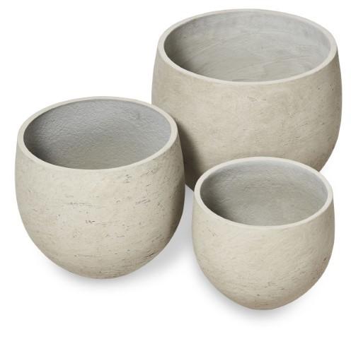 Set of Three Plain Cement Pots - Grey Washed-Accessories-Home & Giftware-Default Title---abc