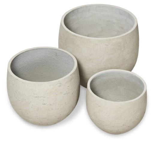Set of Three Plain Cement Pots - Grey Washed-Accessories-Home & Giftware-Default Title---abc