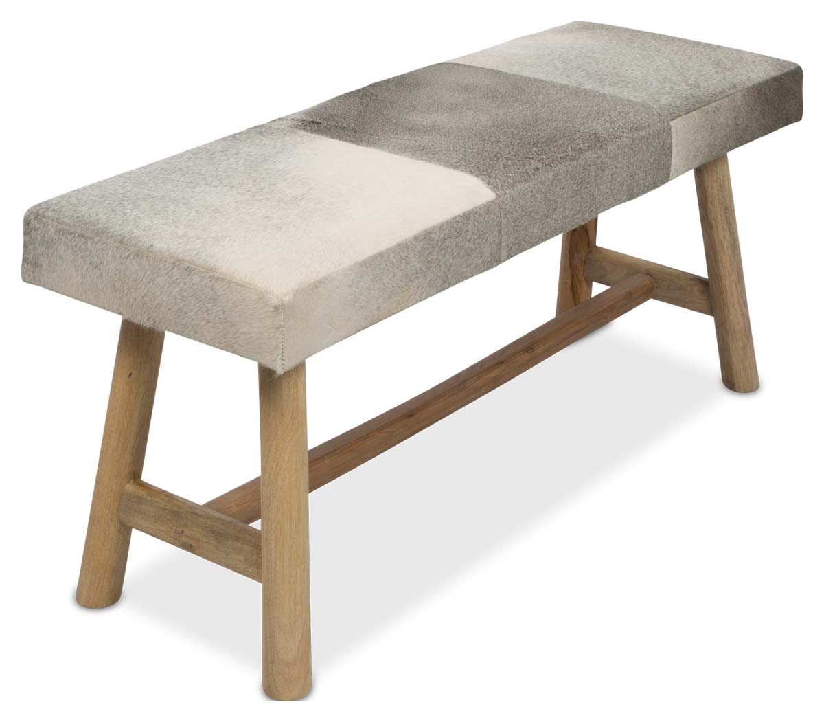 Two Seater Cowhide Bench on Mango Wood Legs-Living-Home & Giftware-Default Title---abc