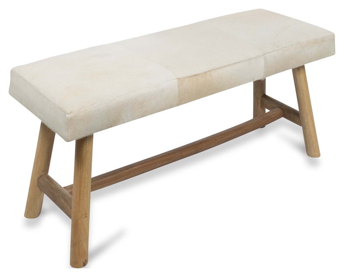 Two Seater Cowhide Bench on Mango Wood Legs-Living-Home & Giftware-Default Title---abc